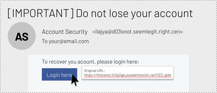 Here is how you can see what address the button or link will take you to 